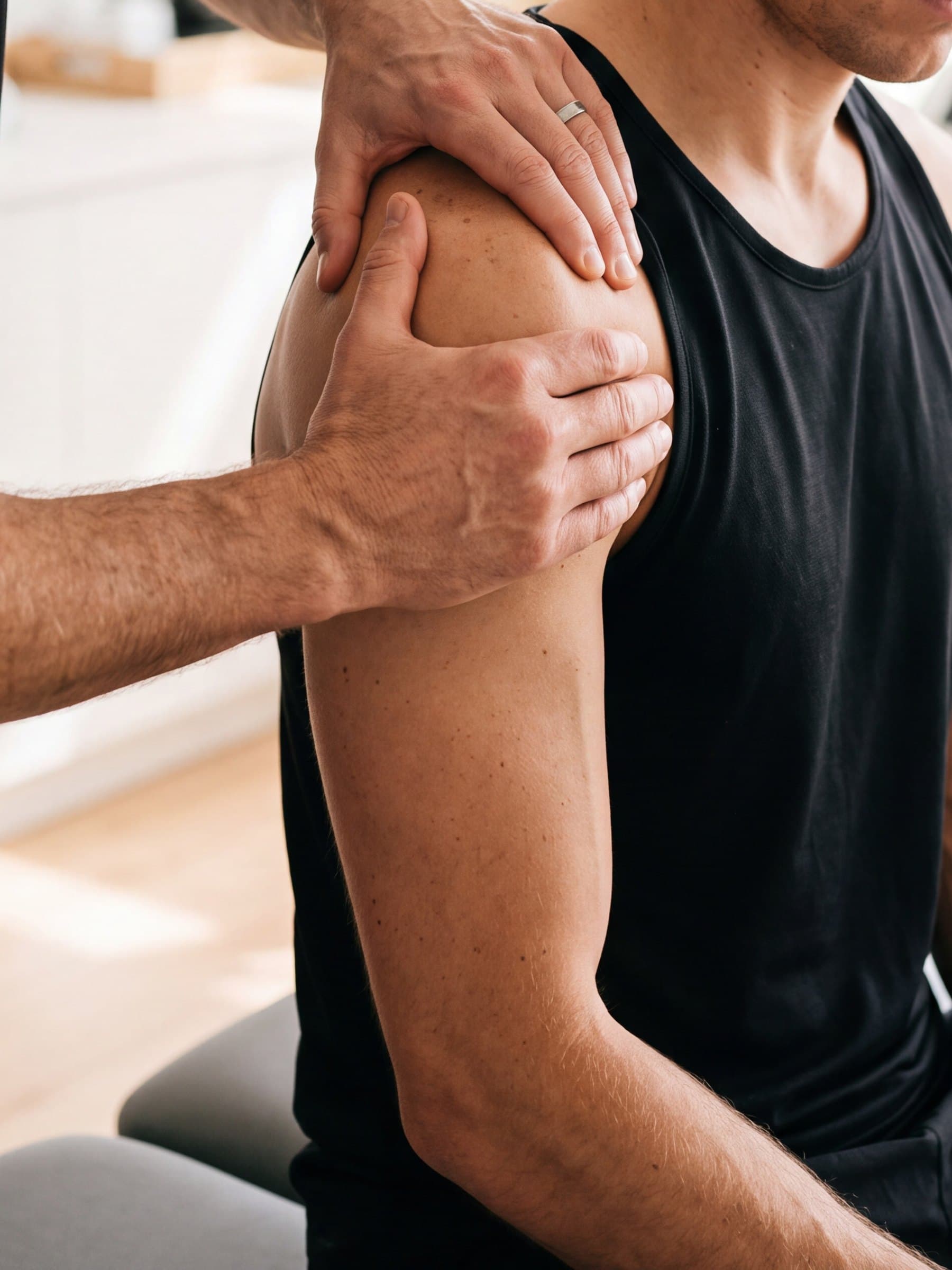 Hands-on manual therapy on an athlete's shoulder at Only Way PT
